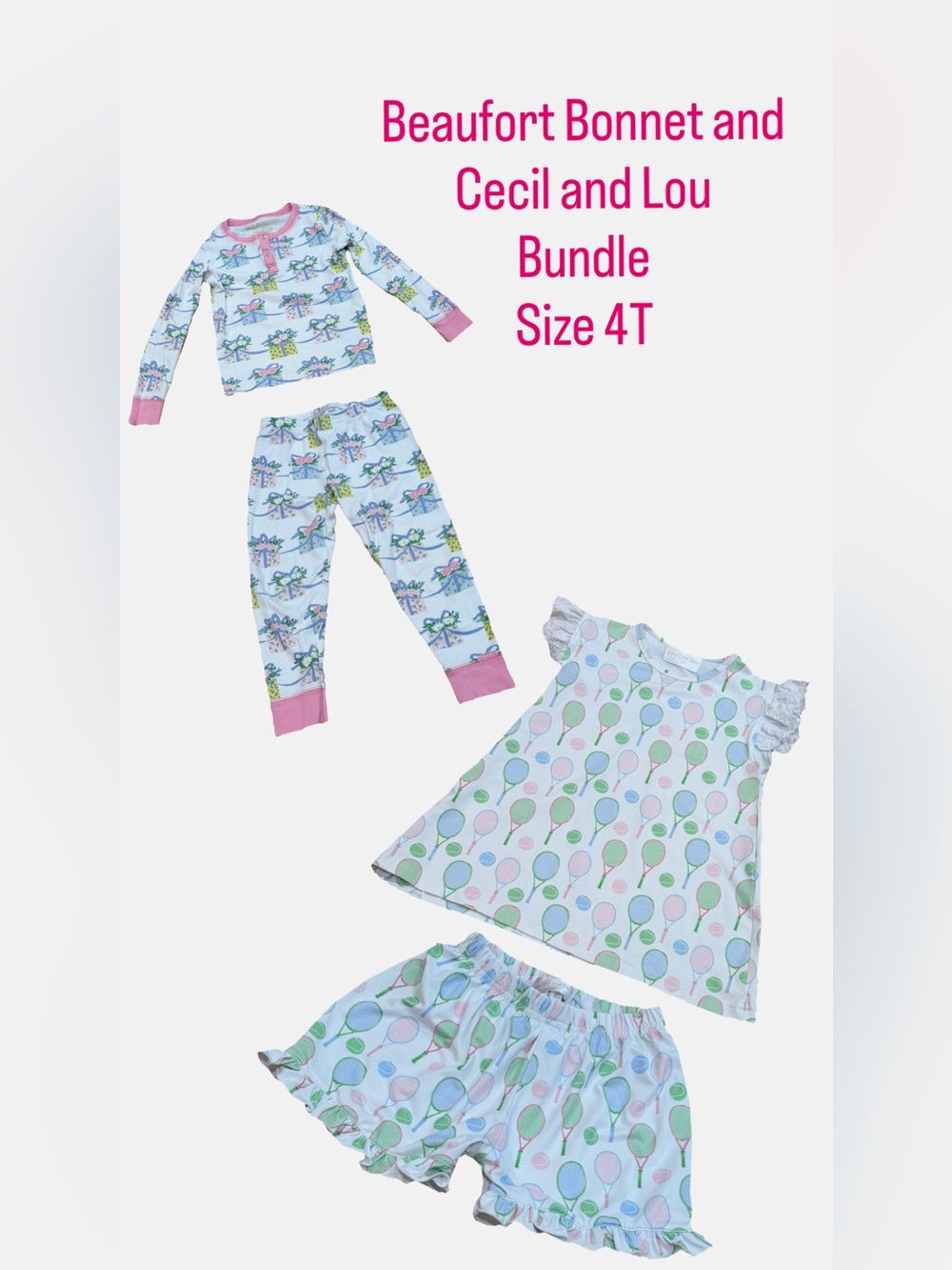 Beaufort Bonnet & Cecil and Lou Girls 2 Set Bundle Size 4T Pajamas Tennis